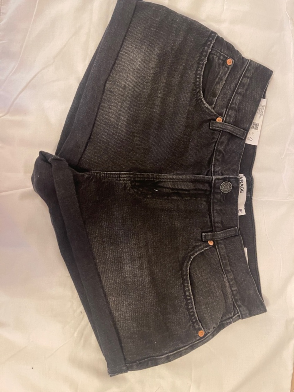 Garage Black Rolled-Hem Denim Shorts